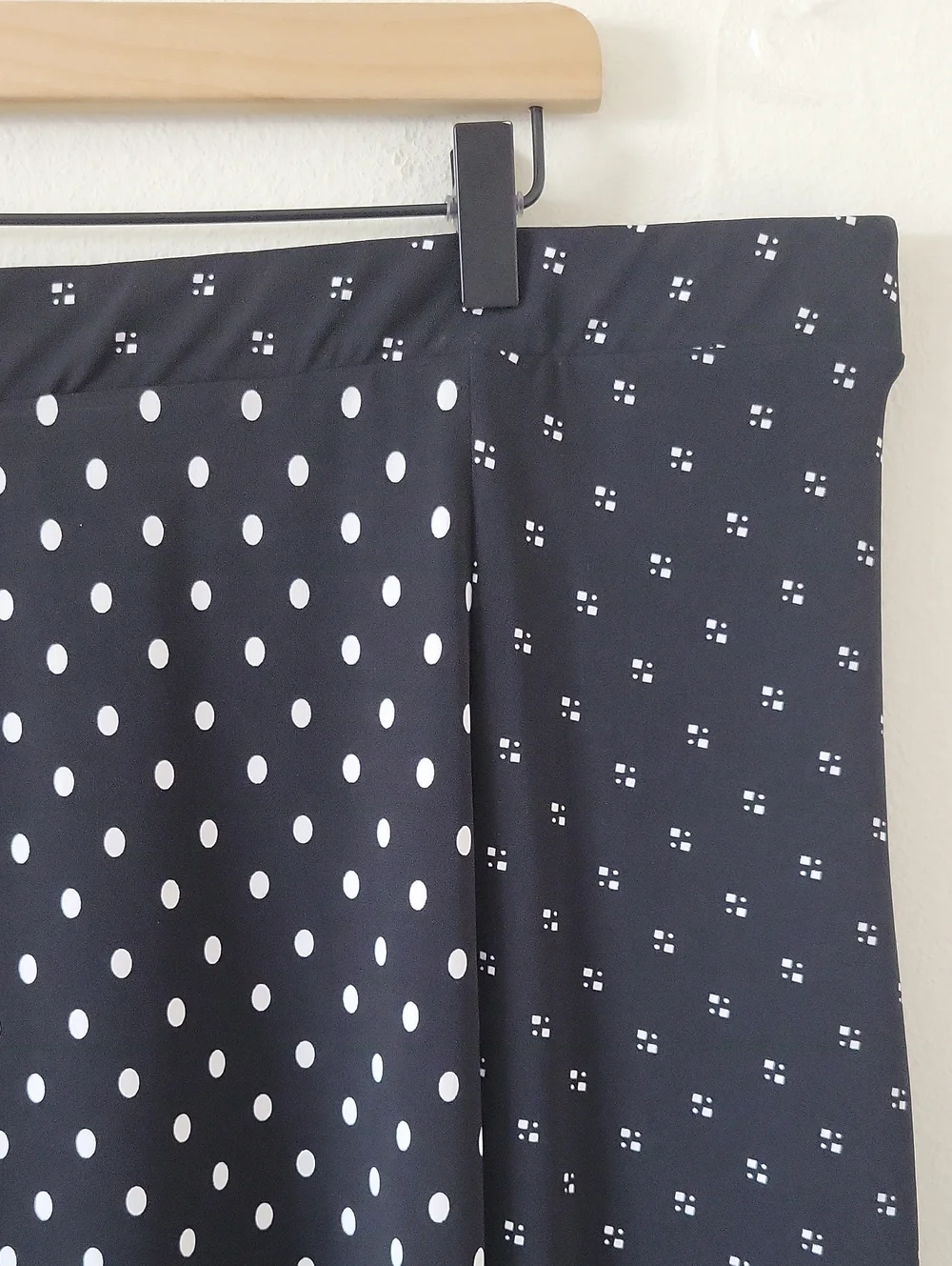 NWT Chico's Black White Dot Mix Short Asymmetrical Skirt Size XLP